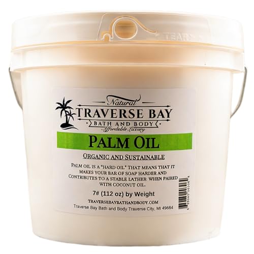 Traverse Bay Bath and Body Palm oil Soap Making Supplies. Organic Sustainable Kosher 112 oz Gallon Pail with Resealable Gasket Lid