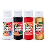 colozoo Textilfarbe Set 4x60ml Rot Schwarz Weiß Gold für Kinder...