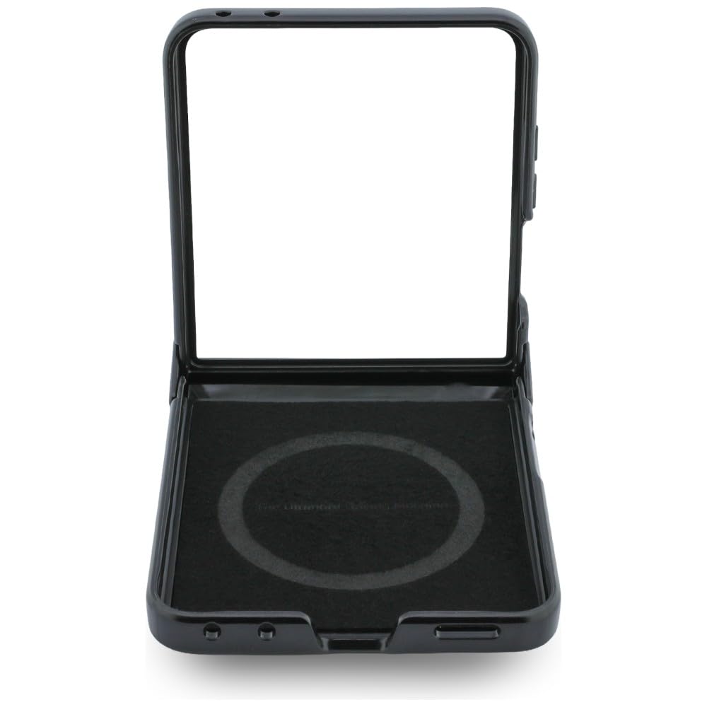 CG MOBILE BMW M Pelle Perforata Strisce Tricolore Loghi Metallo Compatibile con MagSafe Custodia per Samsung Galaxy Z Flip8 (Nero)