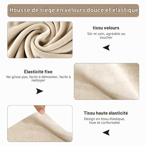 DEARBAG Lot de Housse de Chaise Extensible Housse de Fauteuil en Velours Couverture de Chaise avec Accoudoirs Housses de Chaises de Salle à Manger pour Salon Mariage Hôtel Restaurant (Beige, 2PCS) – vue 4