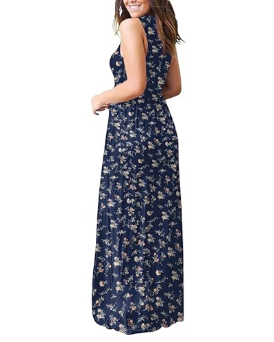 Image of AUSELILY Maxi Dresses for Women Summer Casual Sleeveless V Neck Wrap Dress | Sleeveless Long maxi dress with wrap V neck & side pockets, for formal cocktail, beach & casual daily wear