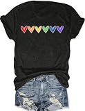 RECUTEWU Gay Pride Shirts for Women LGBT Rainbow Graphic Tshirts Lesbian Short Sleeve Blouse Tees