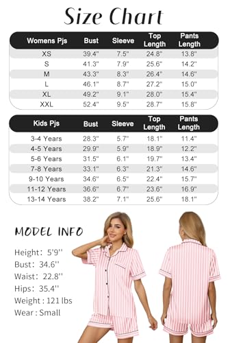 Image of Schbbbta Girls & Women Satin Pajamas Set, 2Piece Silk Nightwear Button-Down Sleepwear for Teen Kids, 3 Years - Women XXL