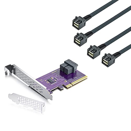[2-Pack] 0.5-M 12G Internal Mini Sas Hd Sff-8643 To Sff-8643 Cable & Pcie To Sff-8643 Adapter For U.2 Ssd, X8, (2) Sff-8643 Requires Motherboard Bios Support For Bifurcation #TOP7