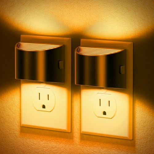 Image of JandCase Night Light, Modern Night Lights Plug into Wall,2 Pack Dusk to Dawn Sensor Nightlight, Amber Brightness Adjustable Nightlight for Kids Bathroom Hallway Kitchen Bedroom Decor