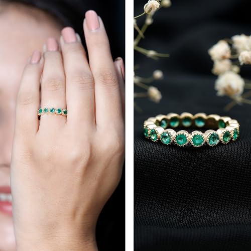 Certified Emerald Eternity Band for Women, AAA Quality, Natural Emerald Anniversary Ring (Ready to Gift)2