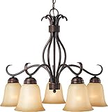 Maxim Lighting 10124WSOI Basix 5-Light Chandelier Down Light, Oil Rubbed Bronze with Wilshire Glass