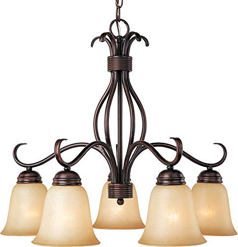 Maxim Lighting 10124WSOI Basix 5-Light Chandelier Down Light,with Wilshire Glass, Oil Rubbed Bronze