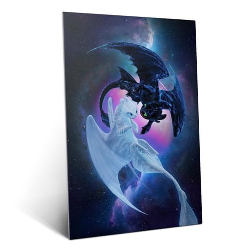 Displate Metall poster How To Train Your Dragon Night and Light (2) Größe M