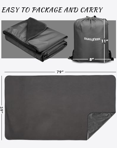 DUKUSEEK Hooded Stadium Blanket for Cold Weather, Large Waterproof Windproof Camping Blankets with Warm Thick Fleece for Outdoor Sports, Camp, Car, Dog, Concerts, 79x59 - Thumbnail 7
