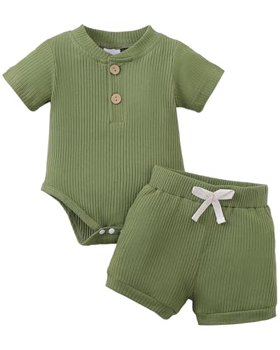 Image of Jecson Newborn Boy Clothes Baby Boy Outfits Set Baby Boy Summer Clothes Soft Cotton Short Sleeve Top and Shorts for 0-18M