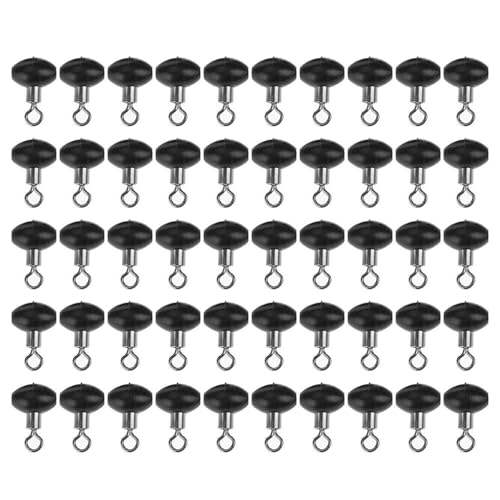Laroal Paquete de 50 Cuentas giratorias de Pesca, Deslizadores, poleas, Aparejos de Pesca, Deslizadores con Cremallera, Conectores giratorios (Negro, 12 x 16 mm)