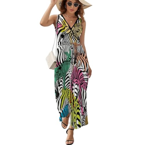 Robe longue d'été sans manches fluide et légère avec décolleté V