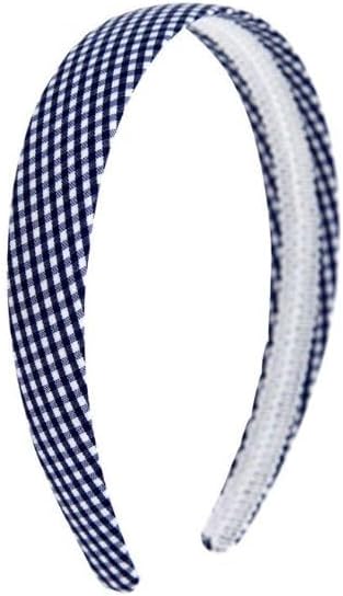 Gingham Hair Accessories for School Alice Band Slim Headband Scrunchy Clips (Navy Blue White Gingham 2.5 cm Wide Alice Headband)