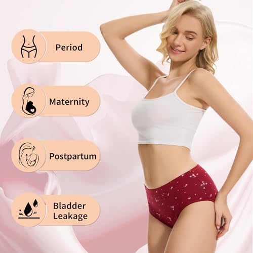 Image of HATSURE Period Underwear for Women Leak Proof Cotton Overnight Menstrual Panties Briefs (Multipack)