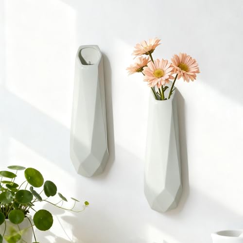 DOCFLVAS Classic Ivory Wall Ceramic Vase — 2 Pack White