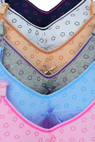 ToBeInStyle Girls' Junior Pack of 6 Soft Cup Wireless Training Bras - A Cup4