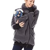 Bocianelli Women Fleece Zip Up Maternity Winter Coat Thicken Pullover Sweatshirt Hoodie Jacket for Women Dark Grey