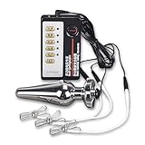 AMAZBEE Stainless Steel Anal Dilator for Men Women Electro Anal Plugs and Clips Prostate Massager with Electro Shock Effect SM Adult Sex Toys (A)