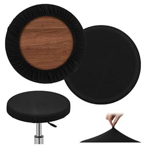 2Pcs Black Dustproof Bar Stool Seat Covers, Stretch Round Bar Cushion Washable Crease-Resistant Slipcovers Fit for Dia 14-17in Chair for Home Bar Hotel Market Commercial Places