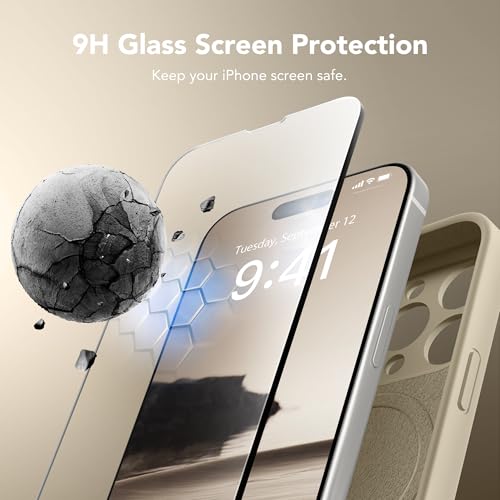 Image of Magnetic for iPhone 15 Pro Max Case, Compatible with MagSafe, [Full Camera Protection][Screen Protector] Silicone Shockproof Protective Phone Case for iPhone 15 Pro Max 6.7 inch, Khaki
