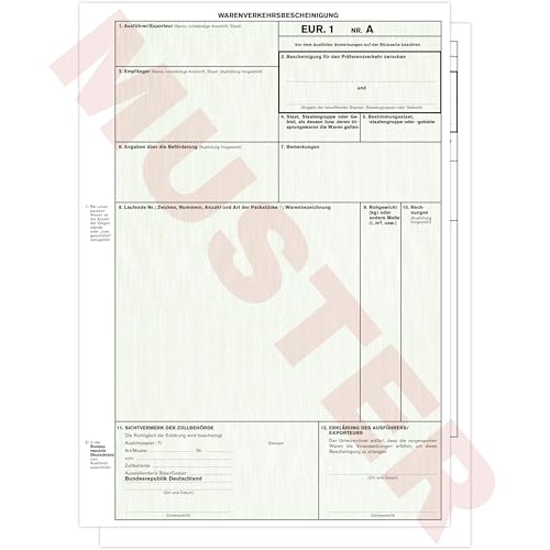 PaperXpert EUR.1 / EUR1 Warenverkehrsbescheinigung 2-teilig x 50 | für Laser- und Inkjetdrucker | Einzelblätter DIN A4 lose im Wechsel | Premium Markenqualität – Made in Germany