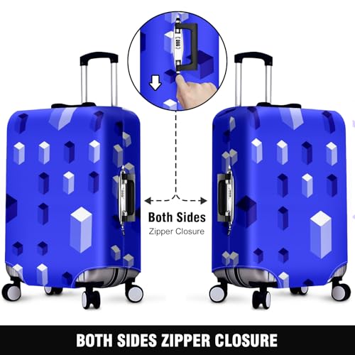 Travel Luggage Cover Suitcase Protector Scratch-Resistant Fit Not Included Suitcase Blue And White Checkered Pattern XL-30-32in2