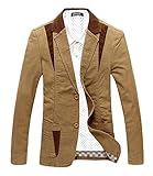 CHARTOU Men's Casual Western-Style Lightweight Slim Two-Buttons Cotton Suit Blazers Jacket (Large,...