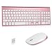 Wireless Keyboard and Mouse Combo, 2.4G Compatible with MAC PC Laptop Ultra-Thin Laptop Desktop, Available for Windows OS Android DPI800/1200/1800 Mute（Rose Gold）