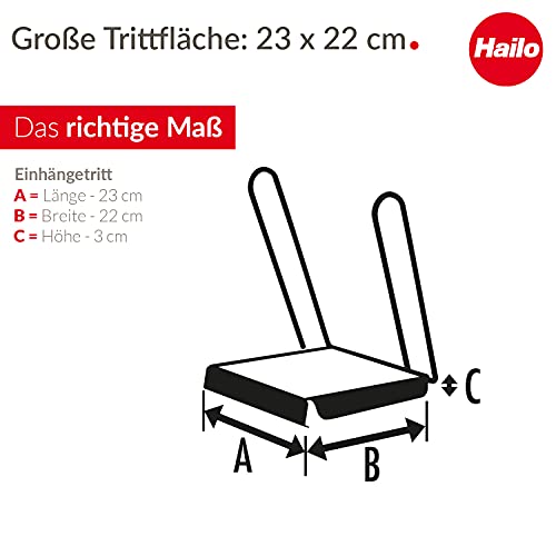 Hailo Alu-Einhängetritt - Trittflächenvergrößerung mit verzinktem Bügel aus Rundstahl zum Einhängen - Arbeitspodest belastbar bis max. 150 kg - geeignet für Hailo Sprossenleitern - silber