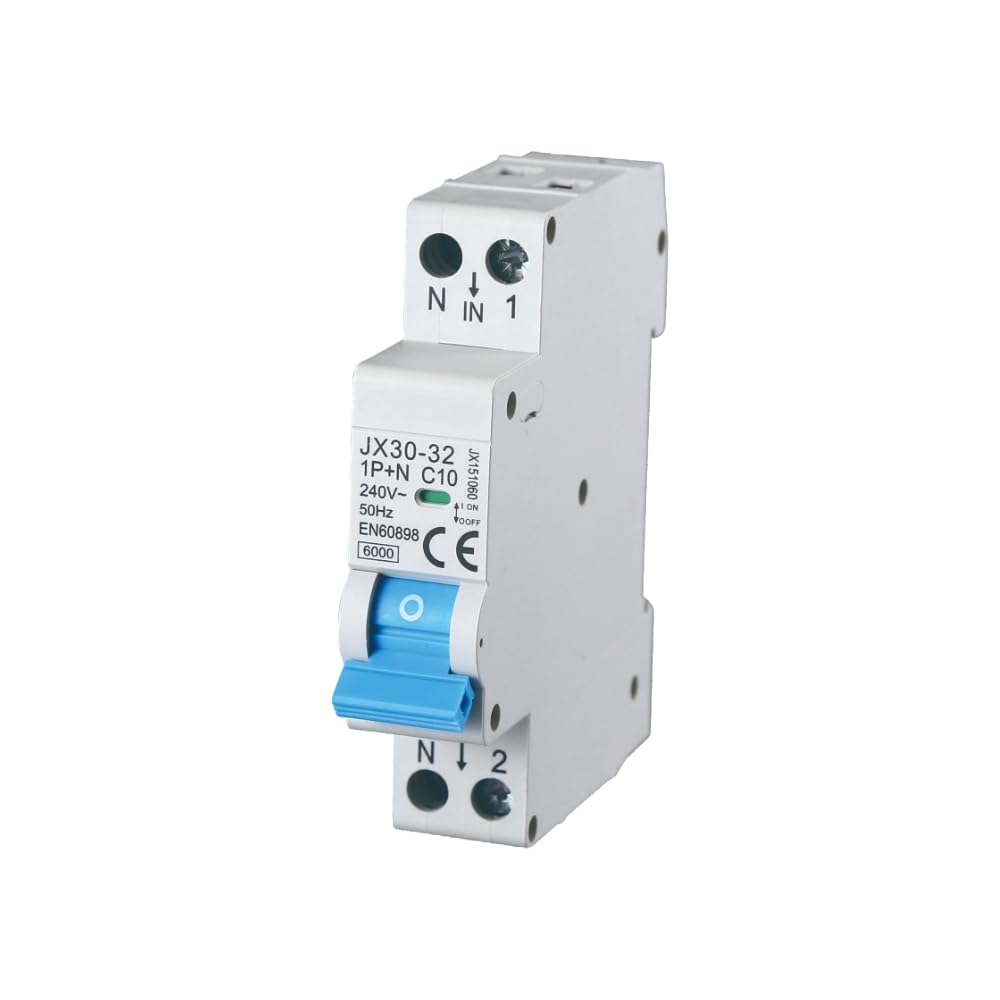 gloca Interruttore Magnetotermico Automatico 1P+N 220V 6KA 1 Modulo DIN (10 Ampere, 1)