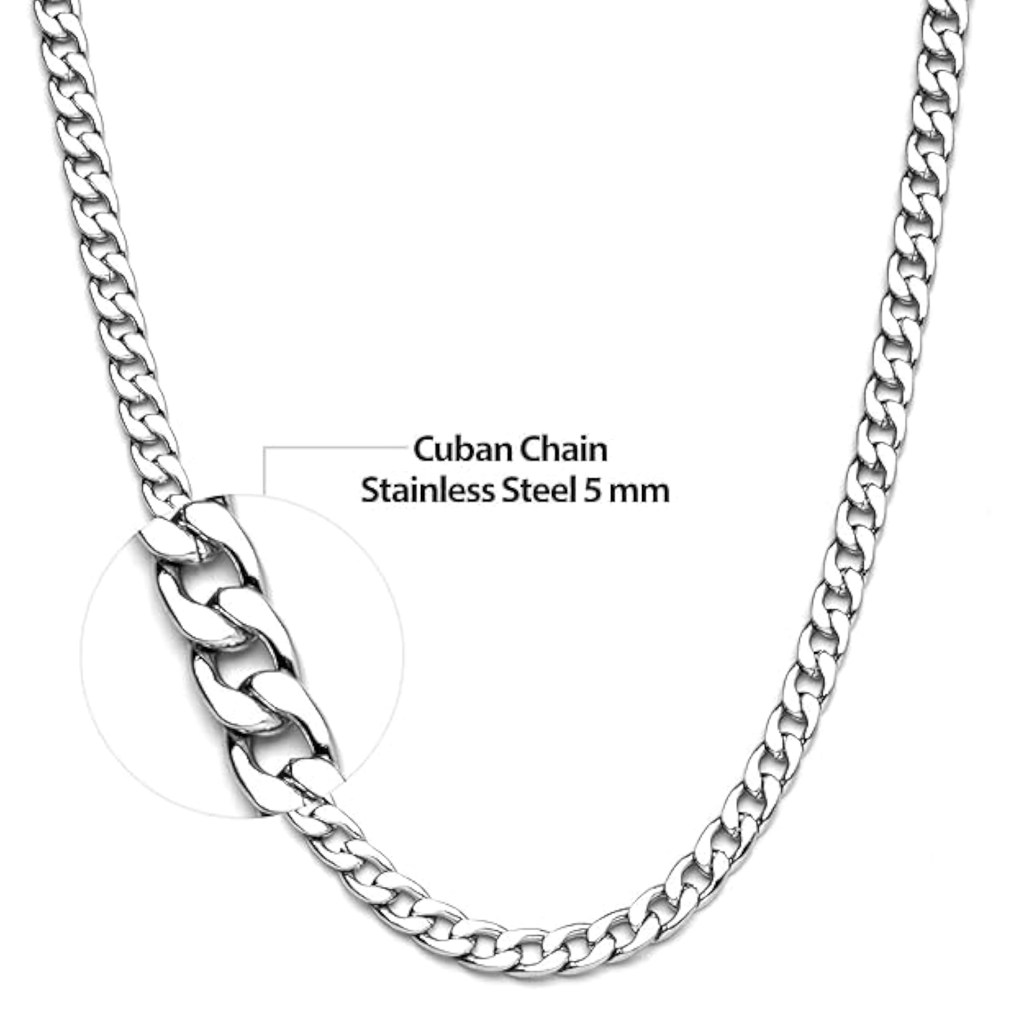 Men's Stainless Steel Cuban Link Chain Necklace Bracelet Set