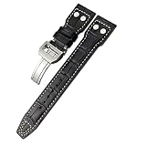 AEMALL Canda di Guardia a rivetta in Pelle autentica 20mm 21mm 22mm per IWC Orologio Big Pilot#39; Top Gun Spitfire Cinghia di Let di Let del Principe (Color : Black White Bamboo, Size : 21mm)