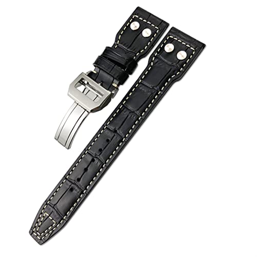 Bracelet montre aviateur cuir véritable rivets pour style Spitfire