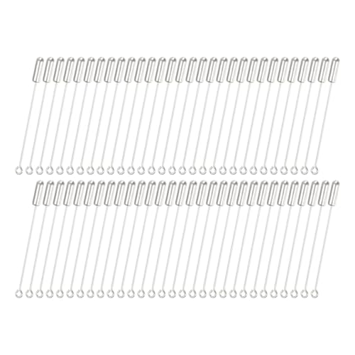 M METERXITY 100-Pack Brooch Stick Pins, 2 Inch Copper Long Needle Eye Pin with Stopper Ends for DIY Clothing/Accessories/Suit Tie/hat/Scarf/Jewelry, Straight Flat Head Pins [Bright Silver]