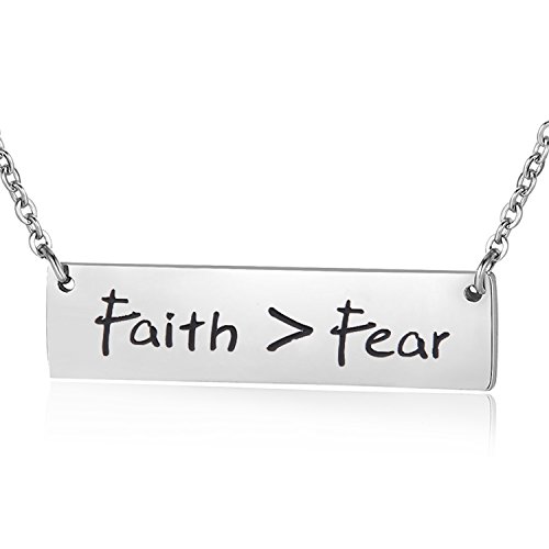 ENSIANTH Let Your Faith Be Bigger Than Your Fear Necklace Inspirational Jewelry Christian Gift for Her (Faith Fear Necklace)