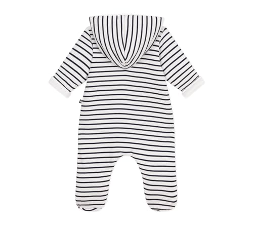Tutina imbottita con cappuccio e piedini a righe neonato - 2