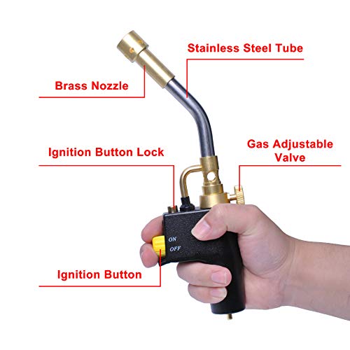 Propane Torch Head Kit With 3 Nozzles, High Intensity Trigger-Start Soldering Torch Compatible With Bernzomaticc Mapp Propane For Soldering, Brazing, Welding, Map Gas Torch Head Ts8000 #TOP4