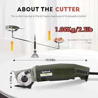 CGOLDENWALL Electric Rotary Fabric Cutter, Multi-Layer Electric Scissors with 0.78" Cutting Thickness, Carpet Cutter, Comes with Replacement Blades, Sharpening Stones, 110V