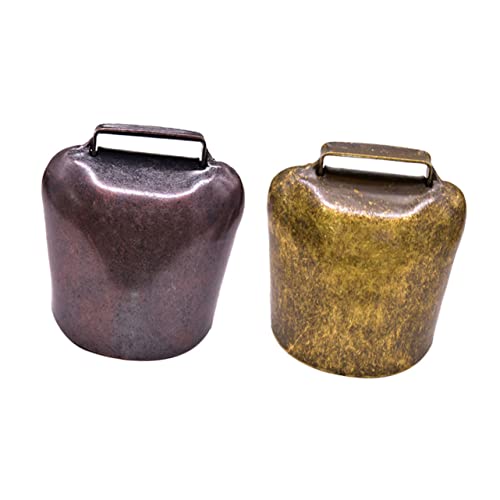 POPETPOP 2 Campanelli Per Bovini e Campanelli Per Pascolo Leggeri Peso 26 Grammi in Rame Antico Antifurto Per Mucche Da Agricoltura Rumorosi Per Facilità Di Localizzazione Animali in Fattoria