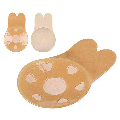 Adhesive Lift Bra Pads 2 Pairs, Invisible Backless Nipplecovers, Push Up Bra Beige