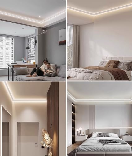 Rail de moulure pour cacher les rubans LED sous corniche de plafond - 3