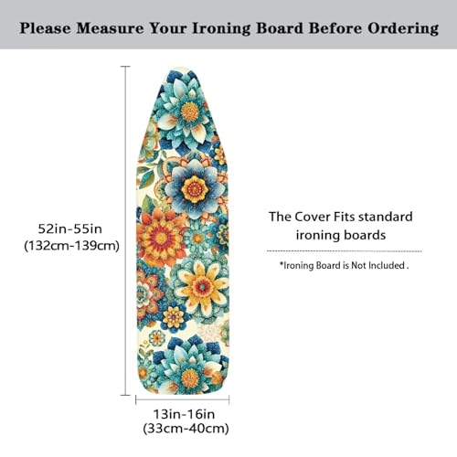 Hinthetall Boho Dahlia Ironing Board Cover Extra Wide Table Top Ironing Board Cover Western Flowers Home Decor Heavy Duty Padded Iron Board Covers with Elastic Edge by Hinthetall - Image 5