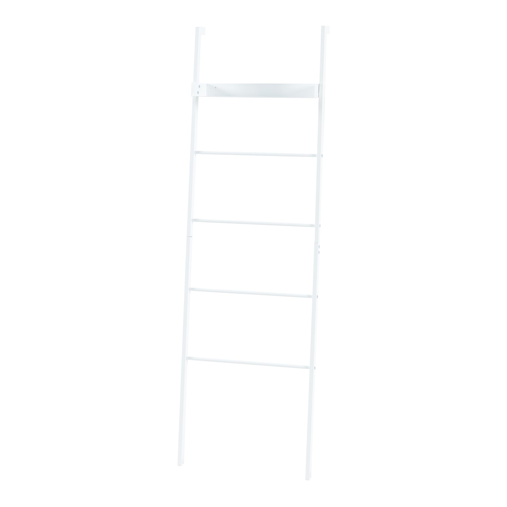[en.casa] Toallero de Baño Escalera Øksnes con 4 Peldaños y 1 Estante Estantería de 5 Niveles para Colgar Toallas Paños de Cocina Ropa Accesorios Baño de Acero 160x50x27,5cm - Blanco