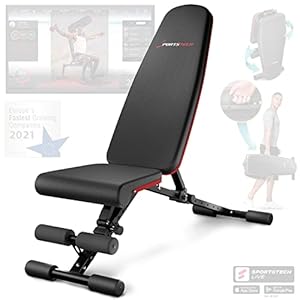 Sportstech Panca pieghevole di alta qualità, completamente montata, panca inclinata e panca piatta per panca, allenamento della schiena e fitness, sistema di regolazione sicuro + con oltre 40 combinazioni di regolazione per la casa |BRT400