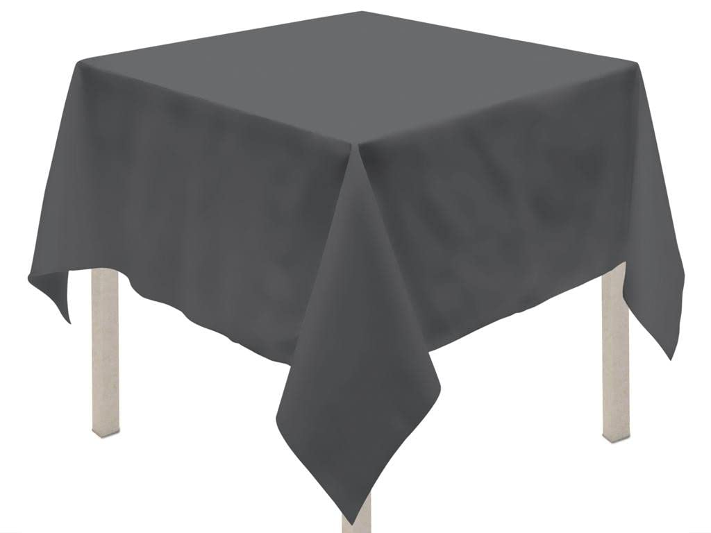 Soleil D'ocre Charcoal Alix Square Stain-Resistant Tablecloth, Polyester, Grey, 180 X 180 Cm