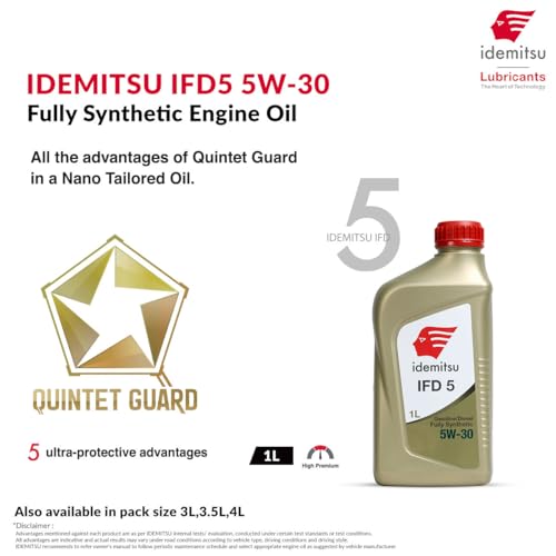 Image of Idemitsu IFD5 5W-30 Full Synthetic Engine Oil for Diesel and Petrol Cars 1L