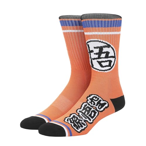 Bioworld Dragon Ball Super Kanji Men's Orange Athletic Crew Socks