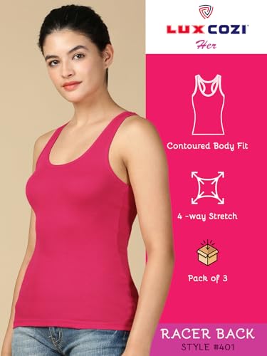 Image of Lux Cozi Women Cotton Racerback Tank Top | Pack of 3
