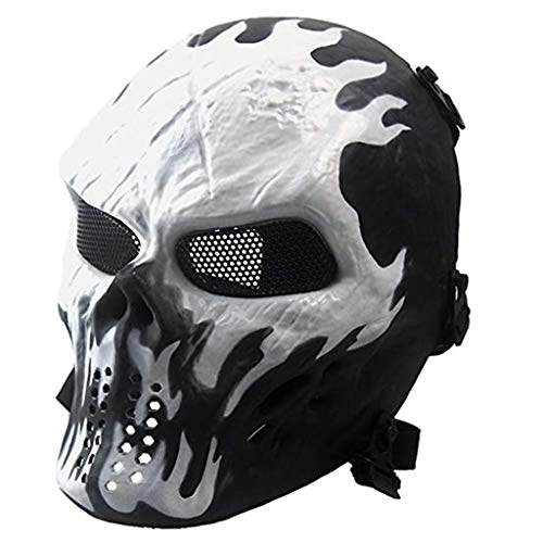 Shijie Máscara completa de caveira Airsoft Paintball da JIESHI para Halloween Cosplay CS Wargame Mil
